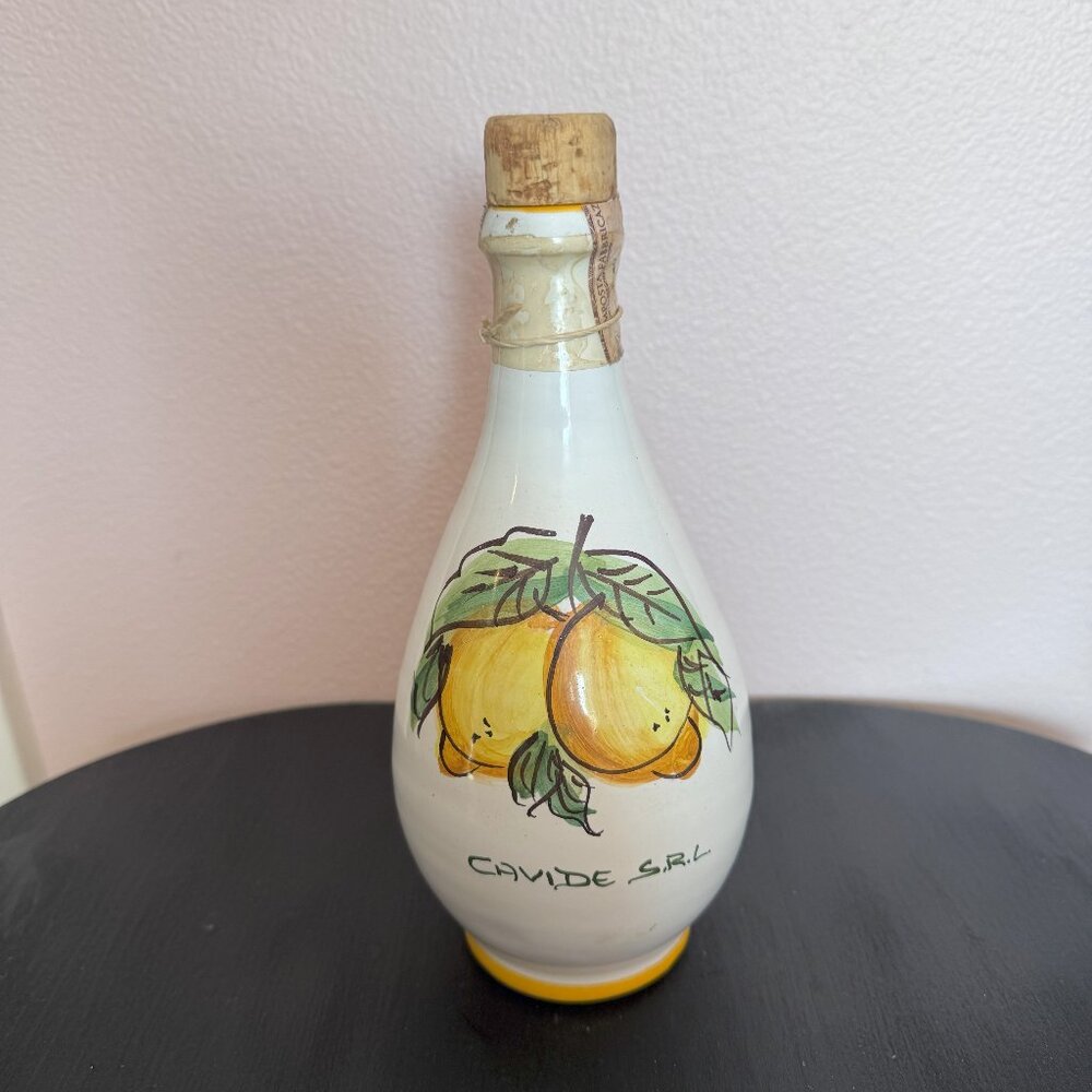 Vintage Ceramic Lemoncello Bottle with Stopper